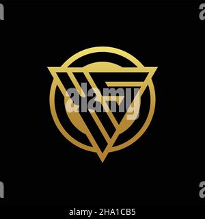 XS logo monogram with triangle shape and circle rounded style isolated on gold colors and black background design template Stock Vector
