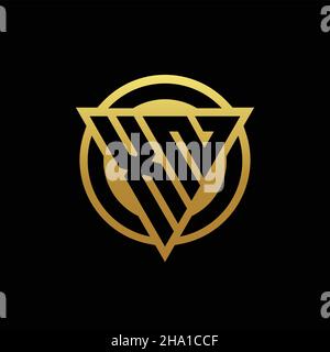 XN logo monogram with triangle shape and circle rounded style isolated on gold colors and black background design template Stock Vector