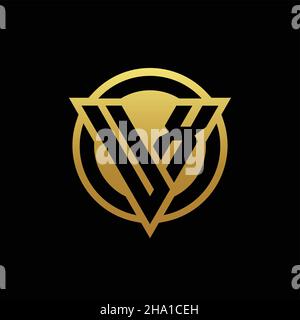 UX logo monogram with triangle shape and circle rounded style isolated on gold colors and black background design template Stock Vector