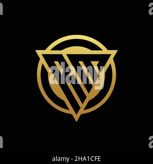RM logo monogram with triangle shape and circle rounded style isolated on gold colors and black background design template Stock Vector