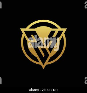 ZX logo monogram with triangle shape and circle rounded style isolated on gold colors and black background design template Stock Vector