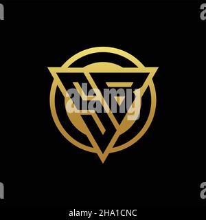 SB logo monogram with triangle shape and circle rounded style isolated on gold colors and black background design template Stock Vector