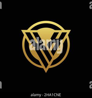 XX logo monogram with triangle shape and circle rounded style isolated on gold colors and black background design template Stock Vector