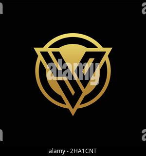 YO logo monogram with triangle shape and circle rounded style isolated on gold colors and black background design template Stock Vector