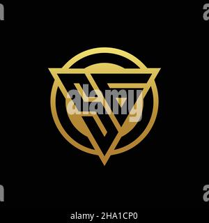 SG logo monogram with triangle shape and circle rounded style isolated on gold colors and black background design template Stock Vector
