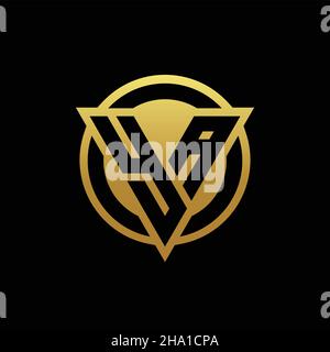 YA logo monogram with triangle shape and circle rounded style isolated on gold colors and black background design template Stock Vector