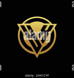 YX logo monogram with triangle shape and circle rounded style isolated on gold colors and black background design template Stock Vector