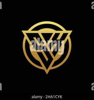 SX logo monogram with triangle shape and circle rounded style isolated on gold colors and black background design template Stock Vector