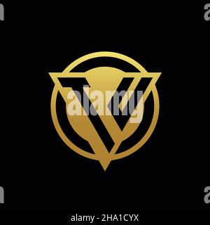 TU logo monogram with triangle shape and circle rounded style isolated on gold colors and black background design template Stock Vector