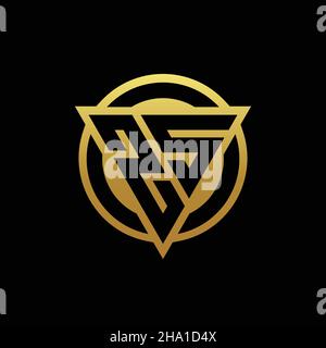 ZS logo monogram with triangle shape and circle rounded style isolated on gold colors and black background design template Stock Vector