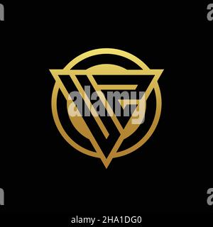 UZ logo monogram with triangle shape and circle rounded style isolated on gold colors and black background design template Stock Vector