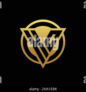 XC logo monogram with triangle shape and circle rounded style isolated on gold colors and black background design template Stock Vector