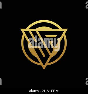 YR logo monogram with triangle shape and circle rounded style isolated on gold colors and black background design template Stock Vector