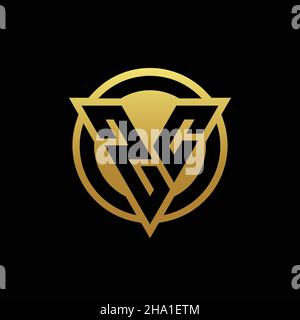ZC logo monogram with triangle shape and circle rounded style isolated on gold colors and black background design template Stock Vector