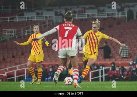 London, UK. 09th Dec, 2021. London, England, December 9th 20 Fridolina Rolfo (16 Barcelona) scores the third goal during the UEFA Womens Champions League Group C game between Arsenal and Barcelona at Emirates Stadium in London, England Natalie Mincher/SPP Credit: SPP Sport Press Photo. /Alamy Live News Stock Photo