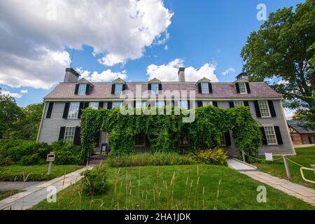 Old House at Peacefield is a historic home of Adams family including US presidents John Adams and John Quincy Adams at 135 Adams Street in city of Qui Stock Photo