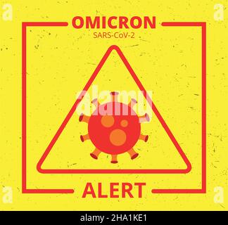 Omicron Alert. Omicron New SARS Mutation Variant B.1.1.529 Concept. Public Health Risk. Fight Against Coronavirus Stock Vector