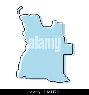 Stylized simple outline map of Angola icon. Blue sketch map of Angola  illustration Stock Photo