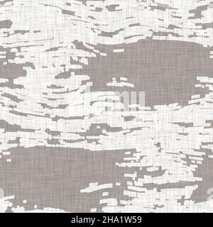 Seamless french neutral greige mottled farmhouse linen effect background. Provence grey white rustic washed out woven pattern texture. Shabby chic Stock Photo