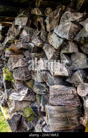 Close-up of stacks of chopped wood fire wood Stock Photo