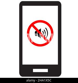 Turn off phone ringer icon on white background. Silence cell phone sign. flat style. Stock Photo