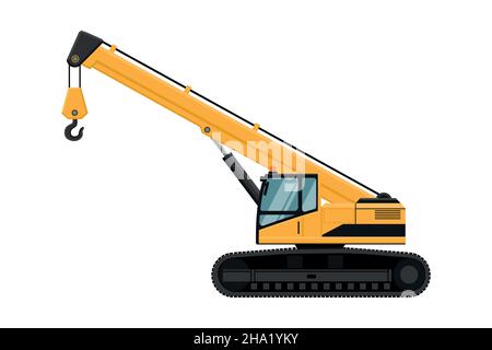 small yellow crawler telescopic crane for construction work Stock Vector