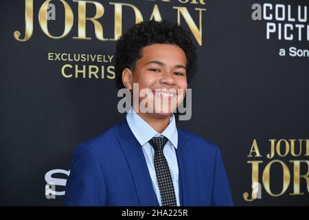 Jalon Christian attends the world premiere of 'A Journal For Jordan' at AMC Lincoln Square Theater on December 09, 2021 in New York. Stock Photo