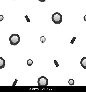 Pattern of black computer speakers. The dynamics of the table. Wireless speakers. Wired speakers. Flat vector illustration. Stock Vector