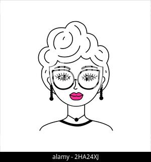Woman face in doodle style. Stock Vector