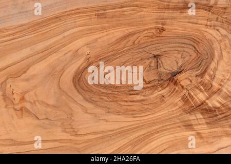Wood board made from olive tree with annual rings Stock Photo