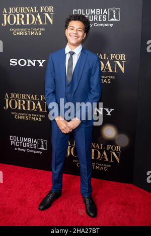 New York, USA. 09th Dec, 2021. Jalon Christian attends the world premiere of 'A Journal For Jordan' at AMC Lincoln Square Theater in New York, New York, on Dec. 9, 2021. (Photo by Gabriele Holtermann/Sipa USA) Credit: Sipa USA/Alamy Live News Stock Photo