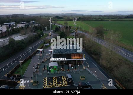 EDITORIAL USE ONLY General views at the launch of the UK's first Net Zero Carbon restaurant at McDonald's, Market Drayton, which has been designed to act as a blueprint for future sites. Issue date: Friday December 10, 2021. Stock Photo