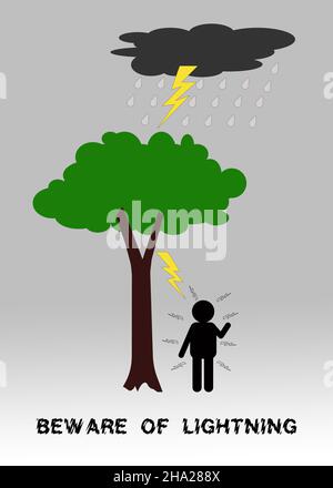 Illustrative art design of lightning strike warning Stock Photo