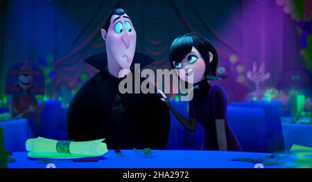 RELEASE DATE: January 14, 2022. TITLE: Hotel Transylvania! Transformania. STUDIO: Columbia Pictures. DIRECTOR: Derek Drymon, Jennifer Kluska. PLOT: Drac's Pack is back, like you've never seen them before in the final chapter of 'Hotel Transylvania'. STARRING: Dracula (Brian Hull) with Mavis (Selena Gomez). (Credit Image: © Columbia Pictures/Entertainment Pictures) Stock Photo