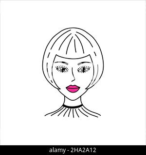 Woman face in doodle style Stock Vector