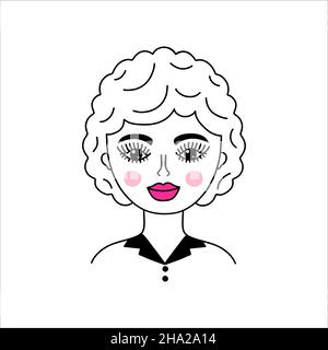 Woman face in doodle style Stock Vector