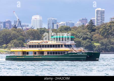 Sydney ferry named MV May Gibbs on Sydney Harbour,NSW,Australia Stock Photo