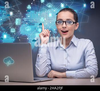 The cloud computing concept in technology collage Stock Photo