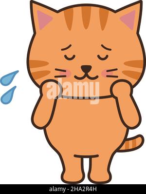 Tabby cat worried something. Vector illustration isolated on a white background. Stock Vector