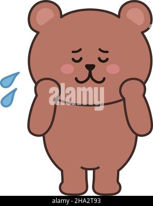 Bear worried something. Vector illustration isolated on a white background. Stock Vector