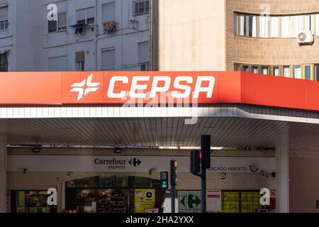 VALENCIA, SPAIN - DECEMBER 09, 2021: Cepsa is a Spanish multinational oil and gas company Stock Photo
