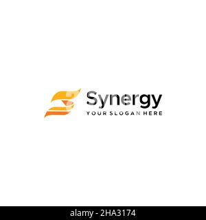 Flat letter mark initial S SYNERGY logo design Stock Vector