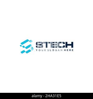 Minimalist letter mark initial S STECH logo design Stock Vector