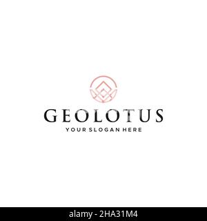 Minimalist simple line art GEO LOTUS logo design Stock Vector