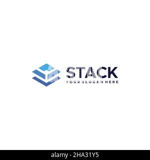 Minimalist colorful STACK growth up logo design Stock Vector