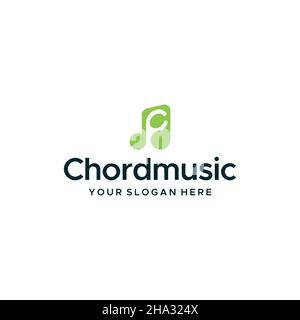Minimalist CHORD MUSIC melody tune logo design Stock Vector