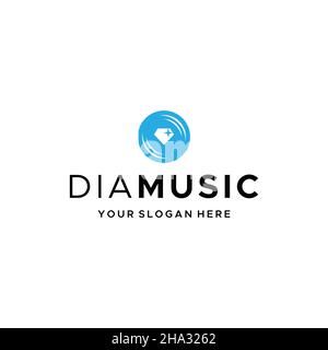 Minimalist DIA MUSIC circle gemstone logo design Stock Vector