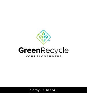 Modern colorful GREEN RECCYCLE leaves logo design Stock Vector