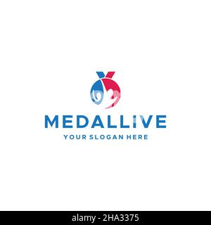 Minimalist colorful MEDAL LIVE people logo design Stock Vector