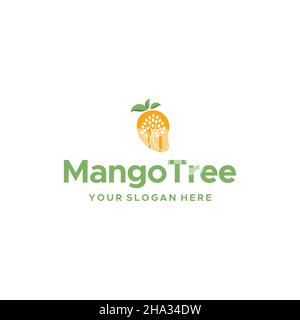 Modern MANGO TREE fresh fruits leaf logo design Stock Vector